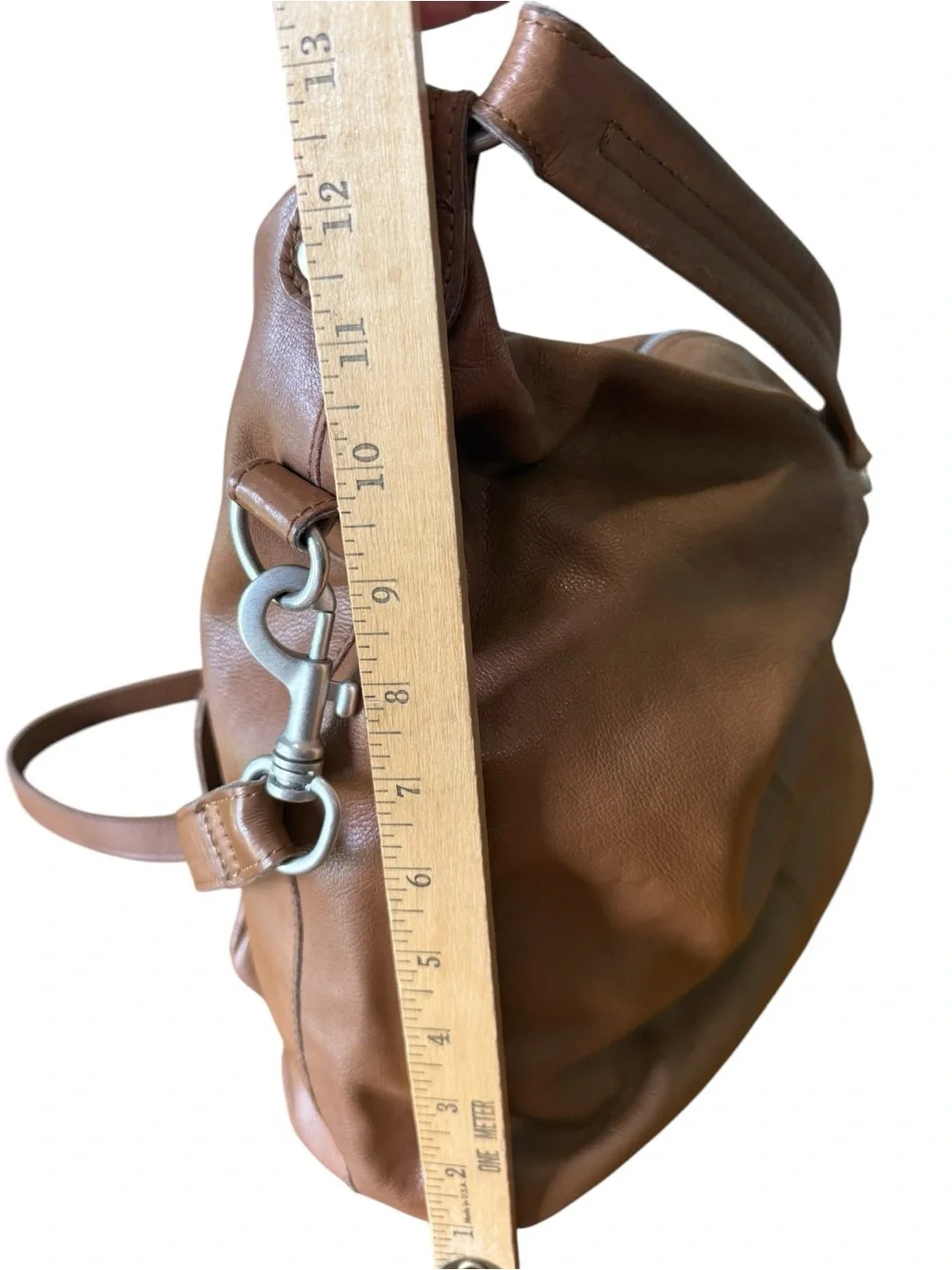 L.K. BERLIN Caramel Brown Leather Front Pockets Shoulder Bag